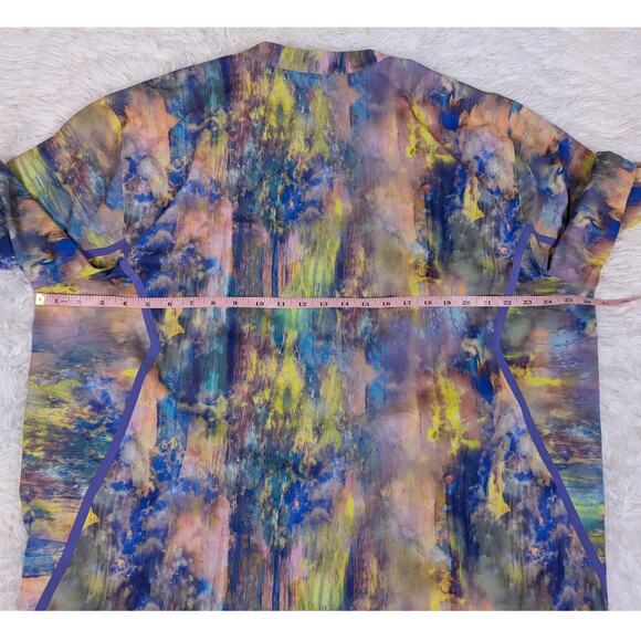 Lululemon Water Repellent Hiking Short Sleeve Mens Shirt Purple Yellow - Picture 5 of 11